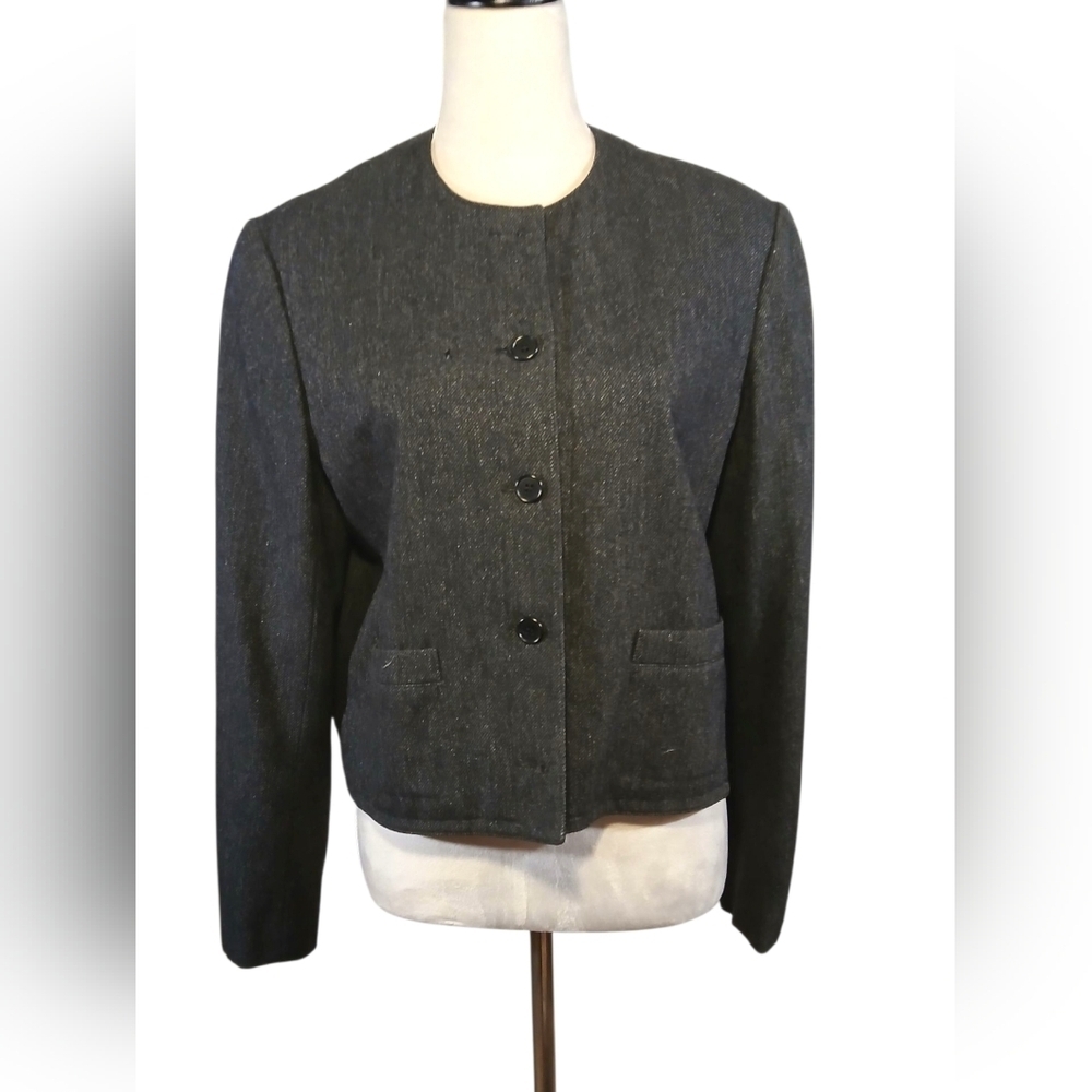 Vintage Evan Picone Grey Wool Cropped Jacket